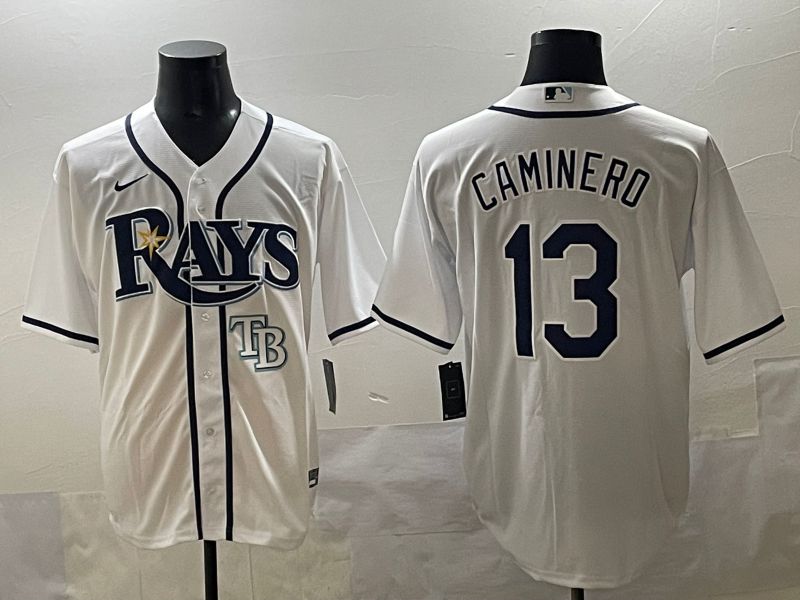 Men 2025 Tampa Bay Rays #13 Caminero White Game Nike MLB Jersey style 7